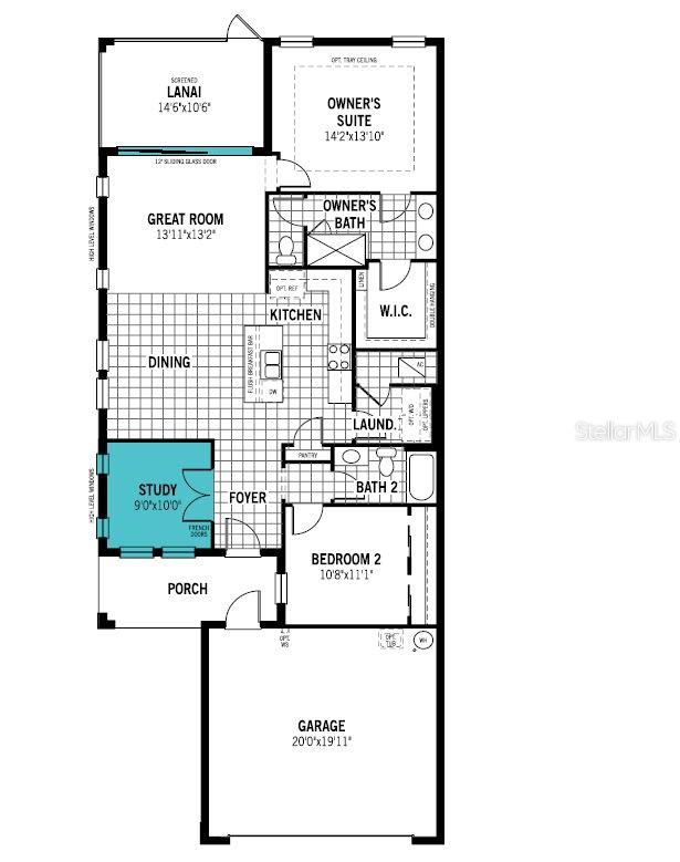 Floor Plan with Study and 12' Slider