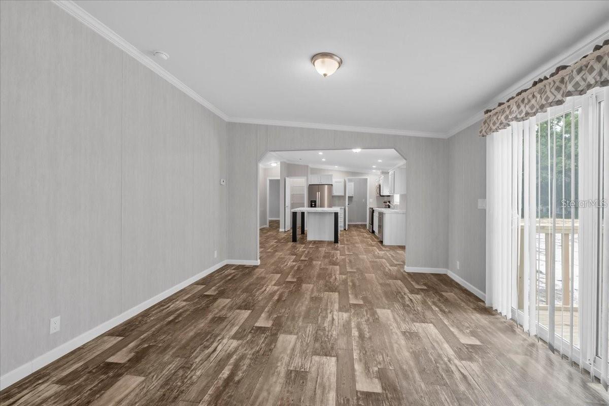 Family Room with view of dining room and kitchen