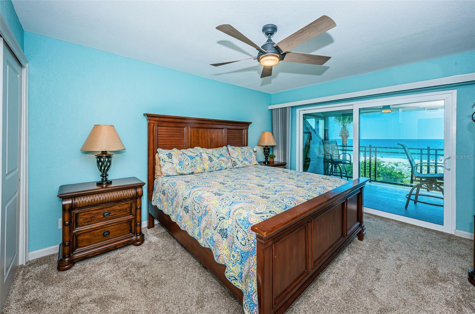 .12.1 x 16.1  Master Bedroom Suite Looking Towards 26' x 10' Gulf Front Balcony.. Wake Up in Paradise.. New Floors - New Closet - New Lighting. New Wall Finish - New High Impact Sliders.