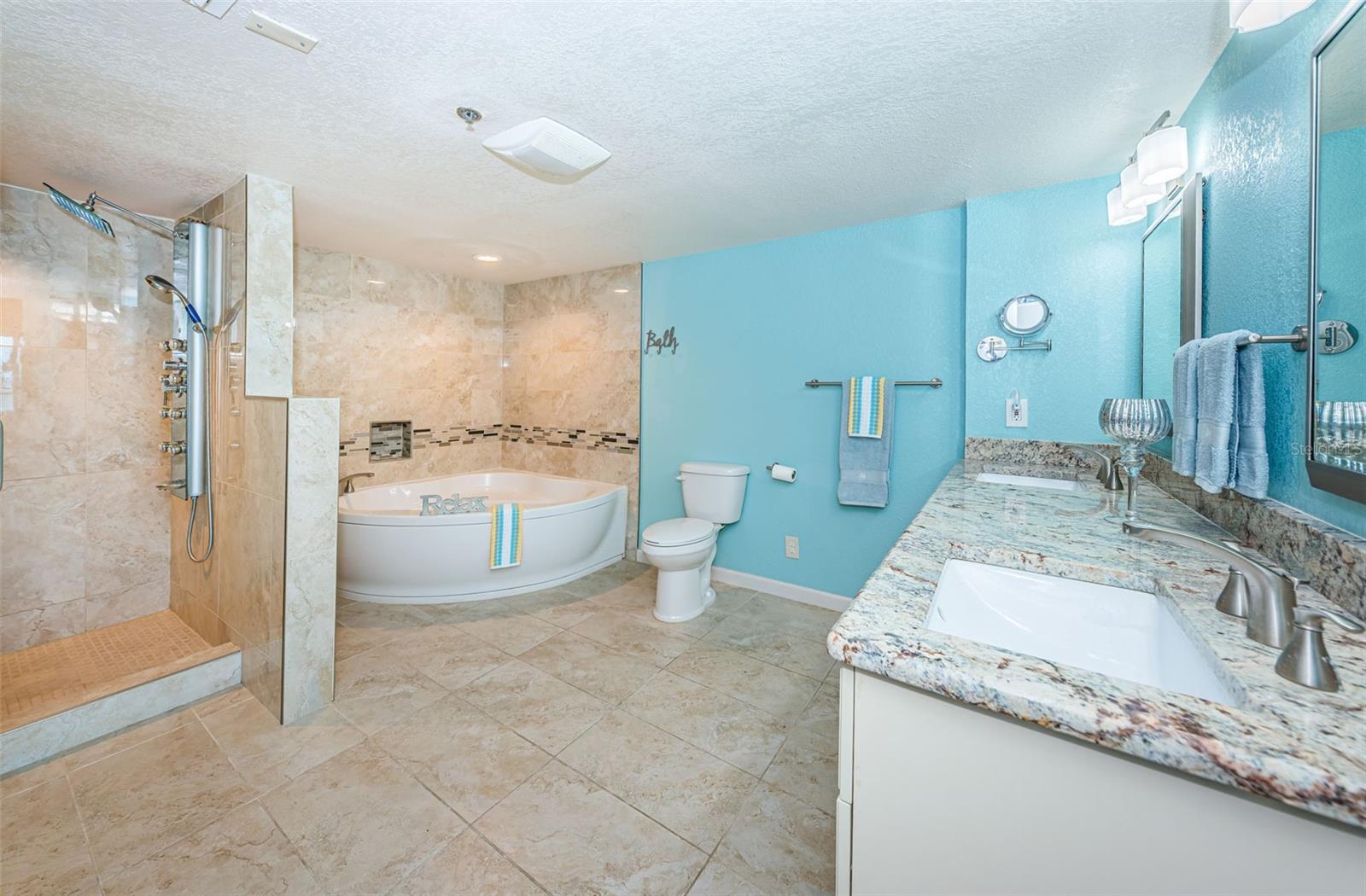 .. Primary / Master Bathroom Suite  W 12 x  14.4 L.... Sellers Opened up and Combined Two Rooms to make this Wonderful Master Bathroom Suite.