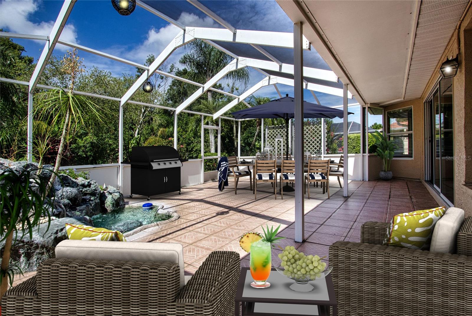 Staged view of the lanai