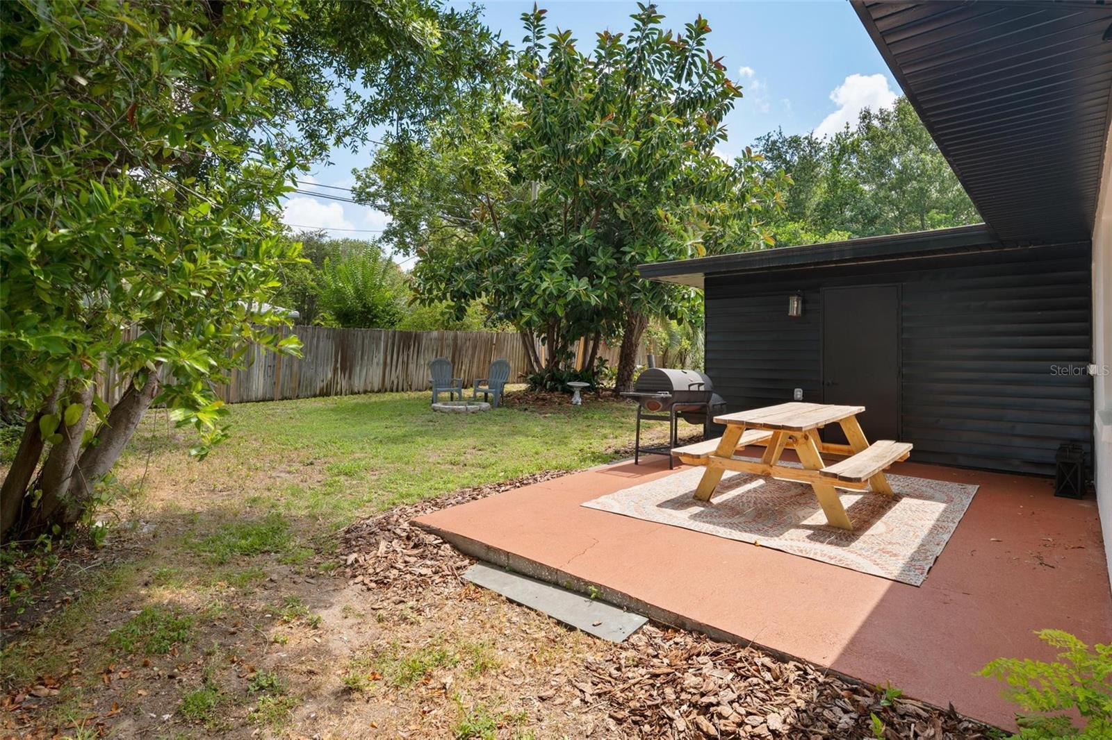 Cement patio in back yard