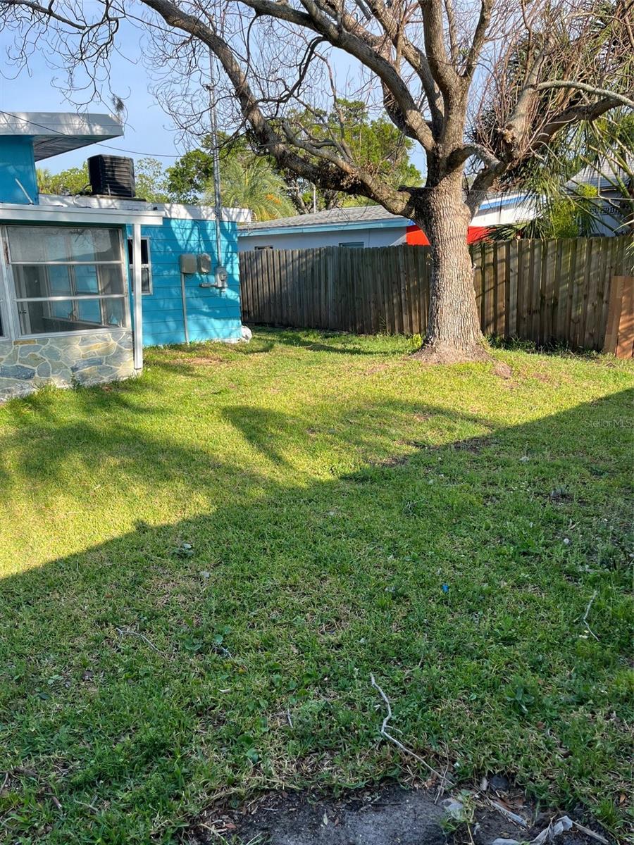 Backyard is fenced in.