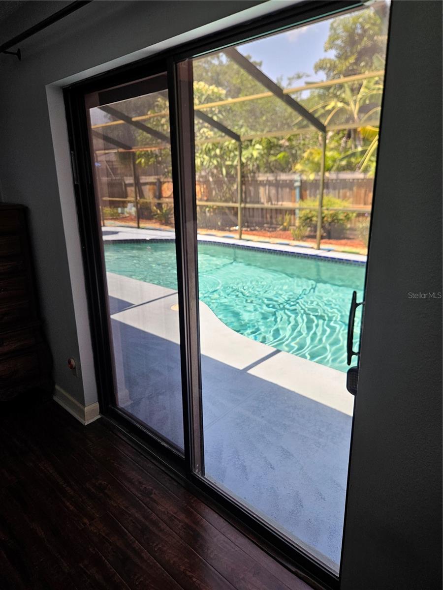 View of Pool from Sliding Doors in Master Suite