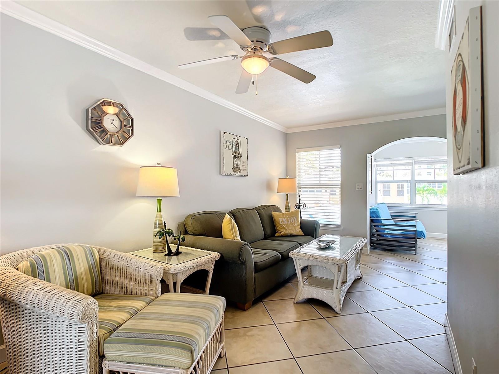 family room overlooking pool