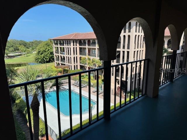 Pool view and golf course view just outside your unit