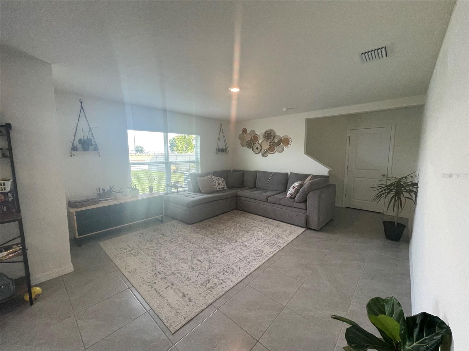 Family room with view of the pond.