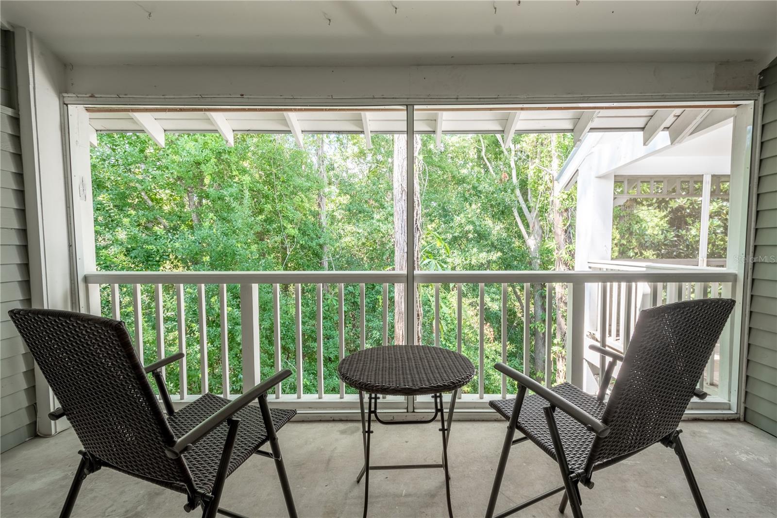 The balcony is cover and private overlooking a conservation area.