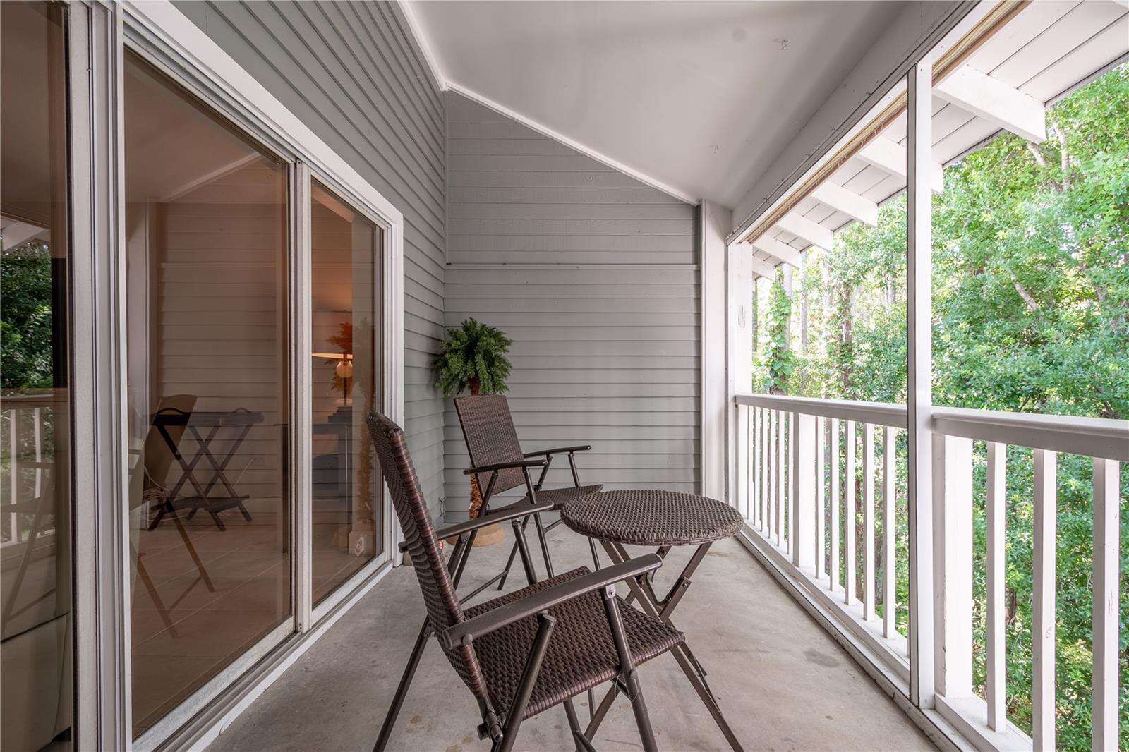 The balcony off the living room is the ideal spot to enjoy your morning coffee