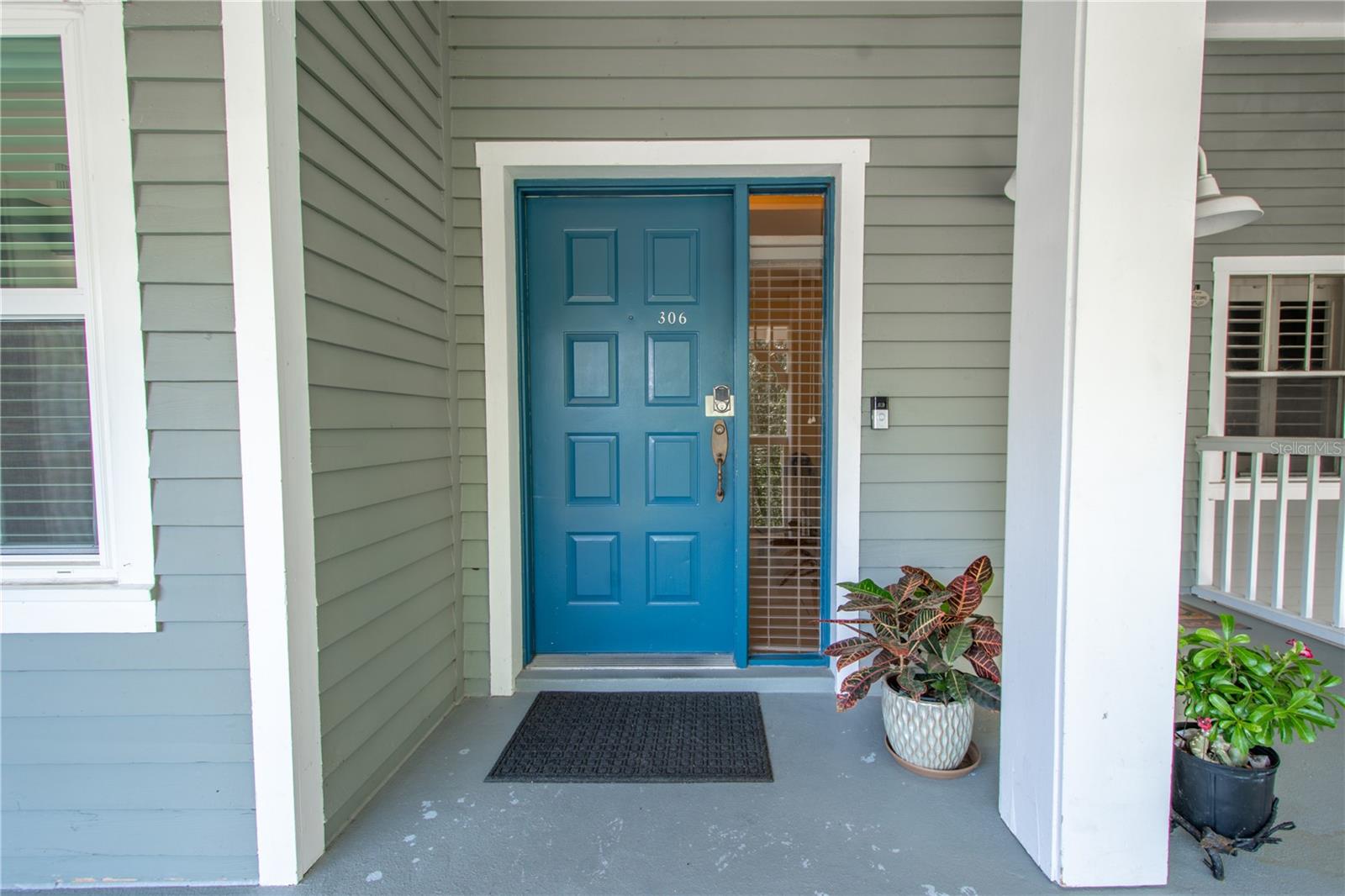 Front entry door with sidelight.