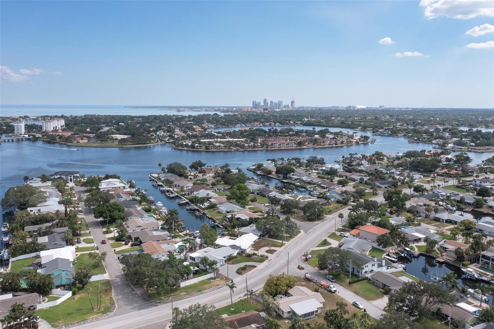 Arial shot and downtown St. Pete in background