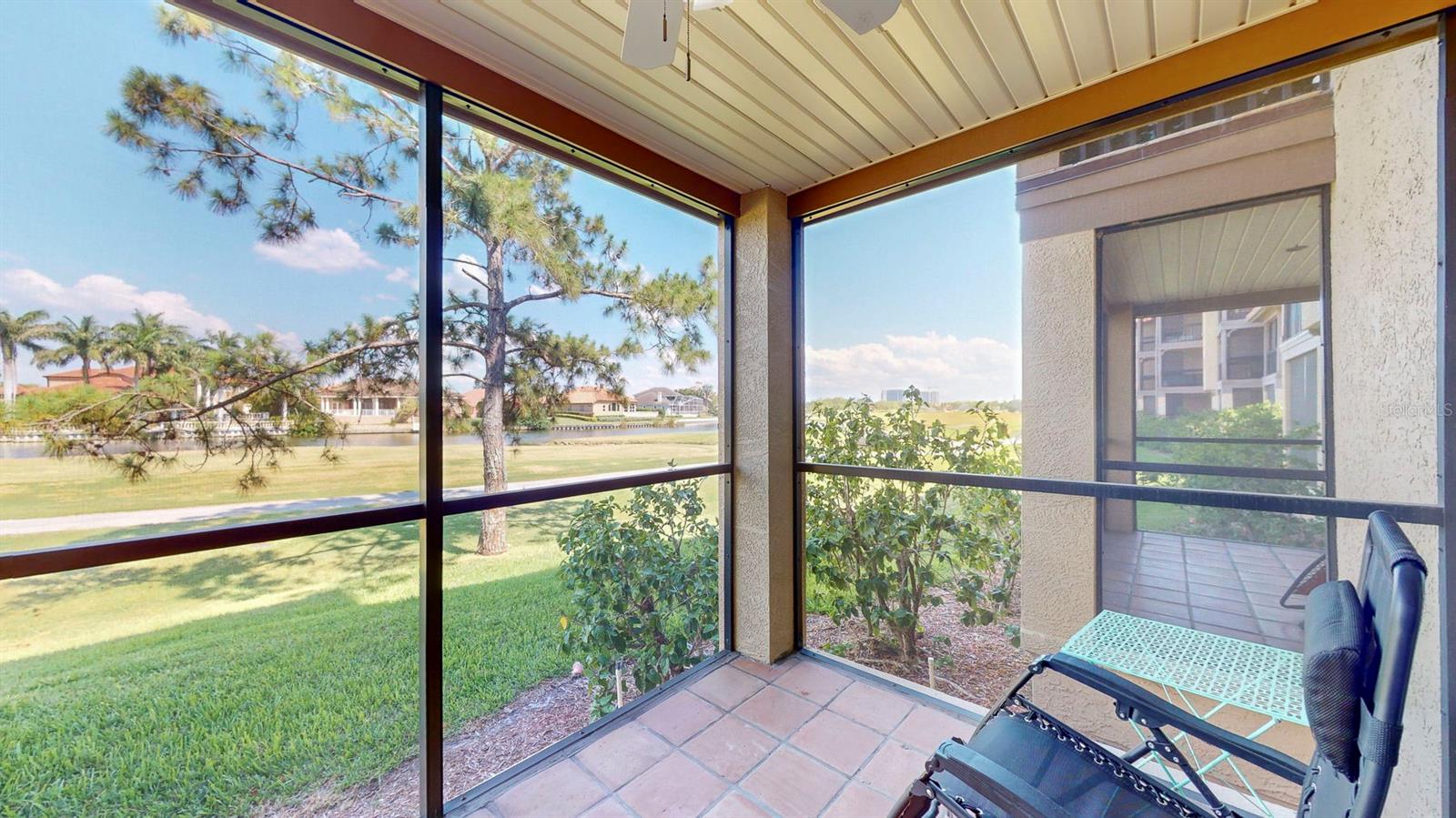 Lanai with golf view