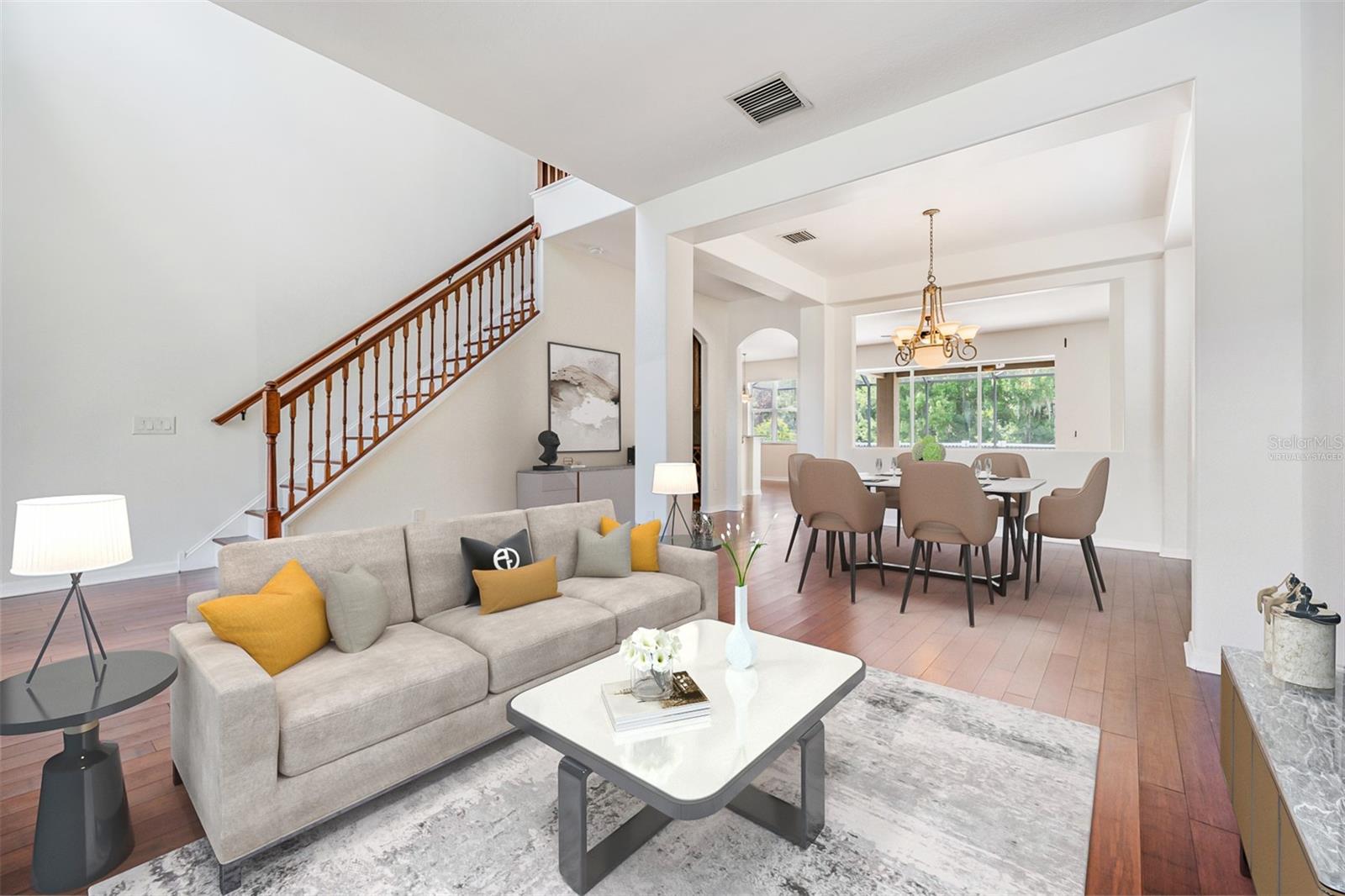 Virtually Staged Living and Dining Area