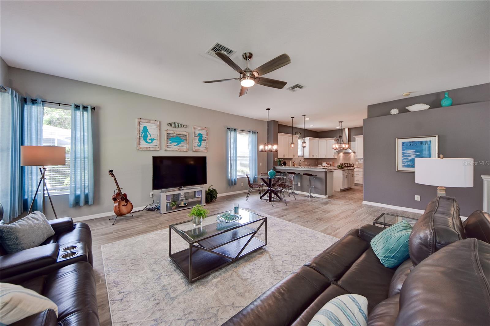 Living Room Facing Kitchen/Breakfast Nook and Breakfast Bar