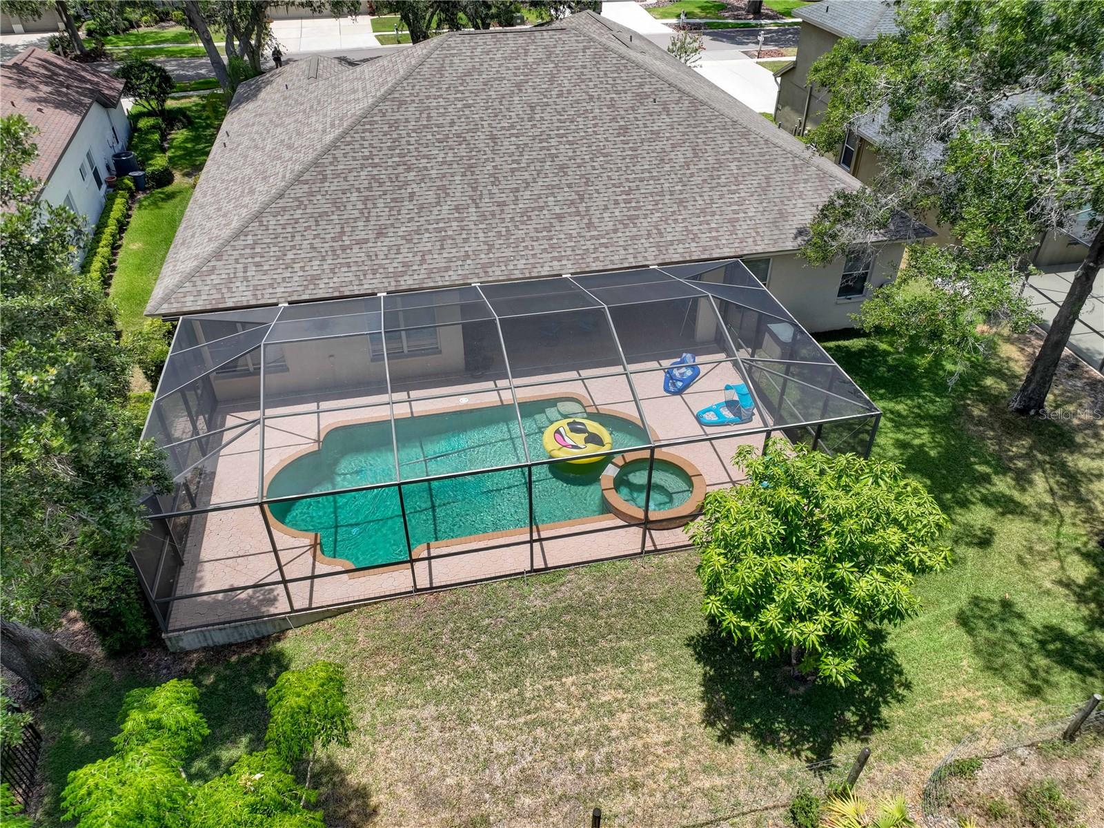 Drone Aerial of Backyard and Pool