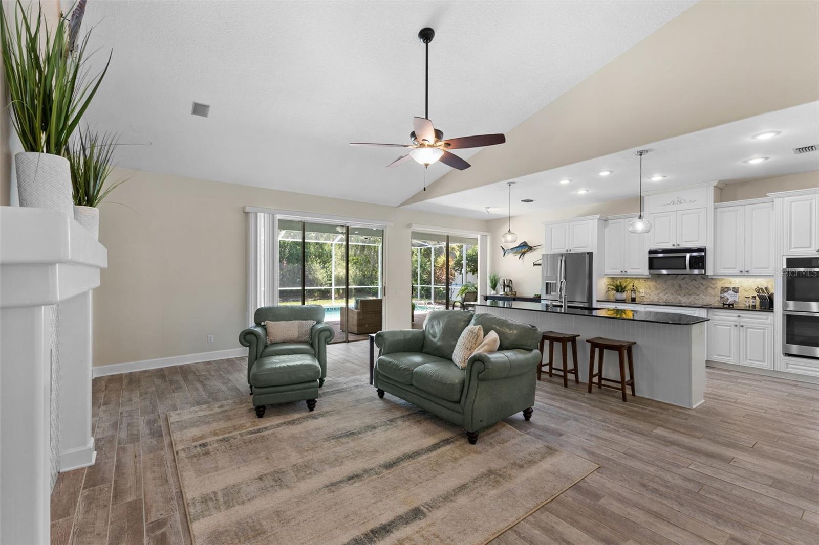 Open Family Room and Kitchen Combination