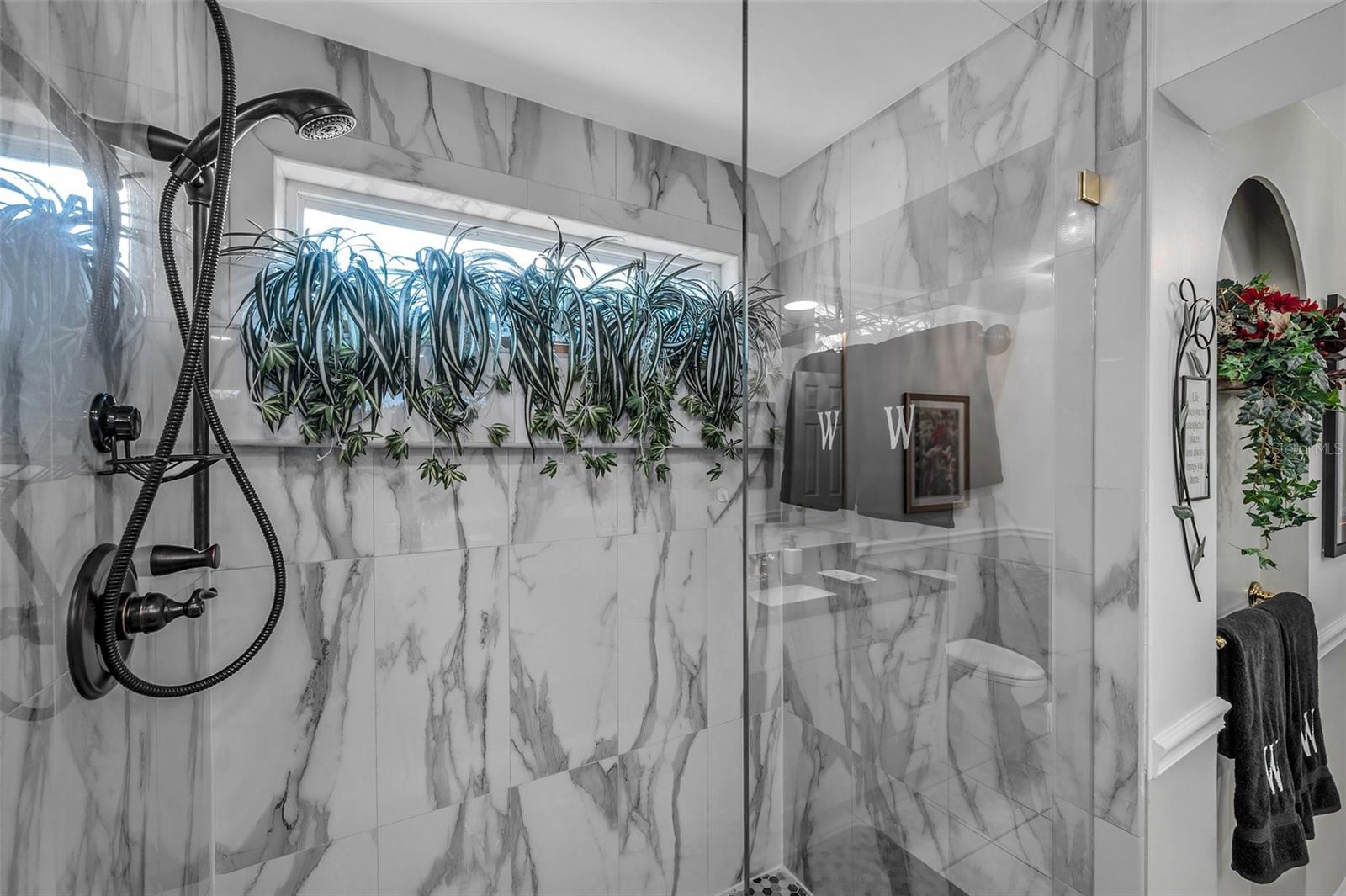 Shower in guest bathroom.