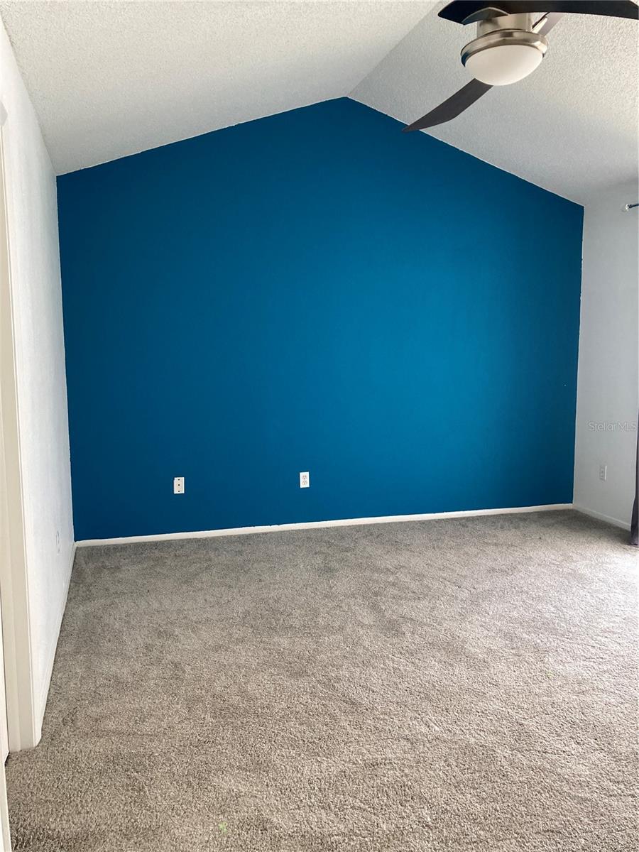 Primary Bedroom- Tall vaulted ceiling