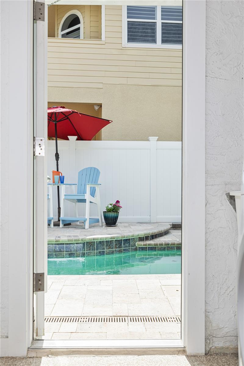 From the laundry area, you can step out ot the pool area.