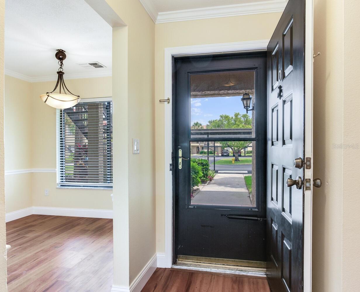 Front entrance with storm door