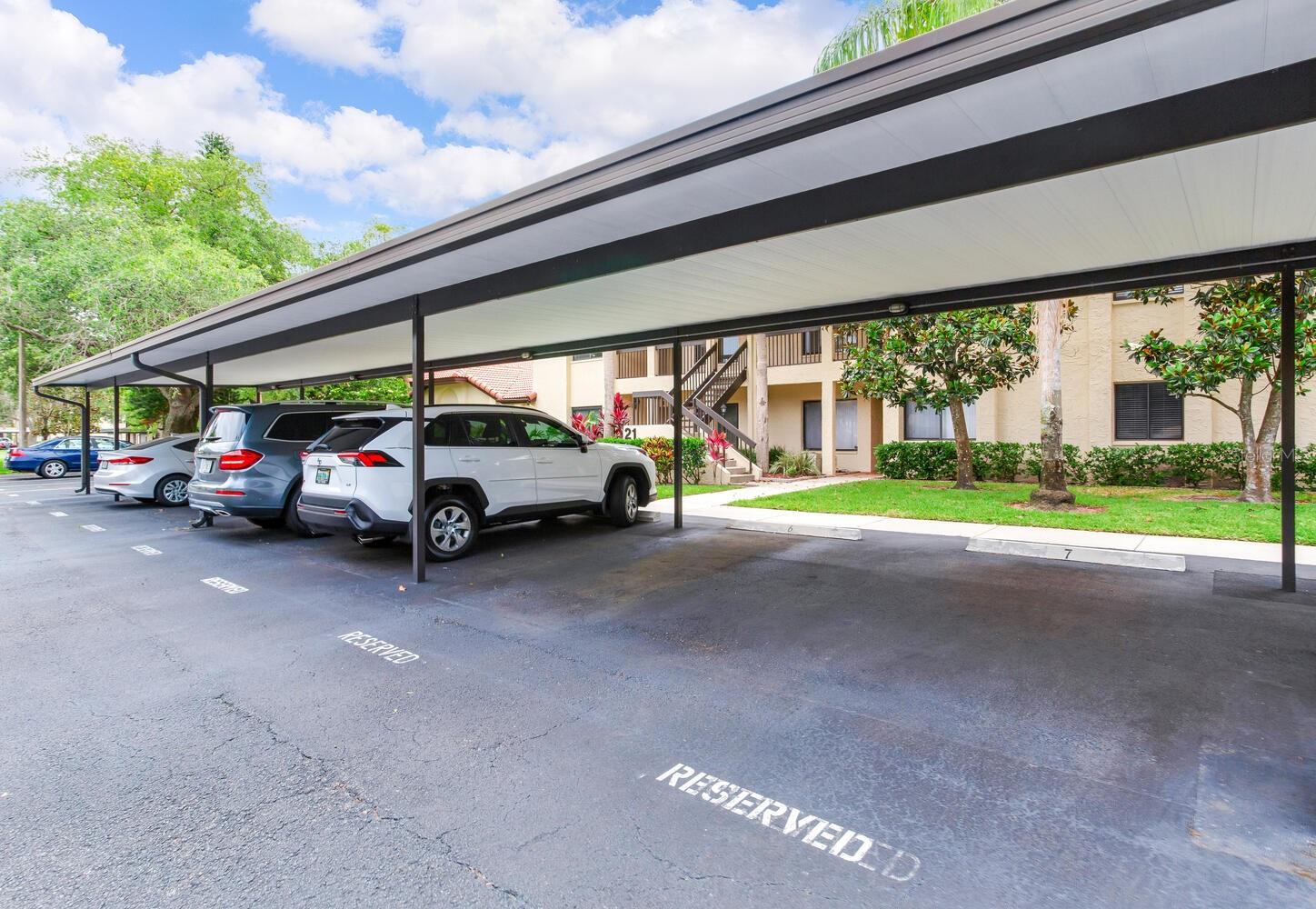 Reserved covered carport in front of condo # 7