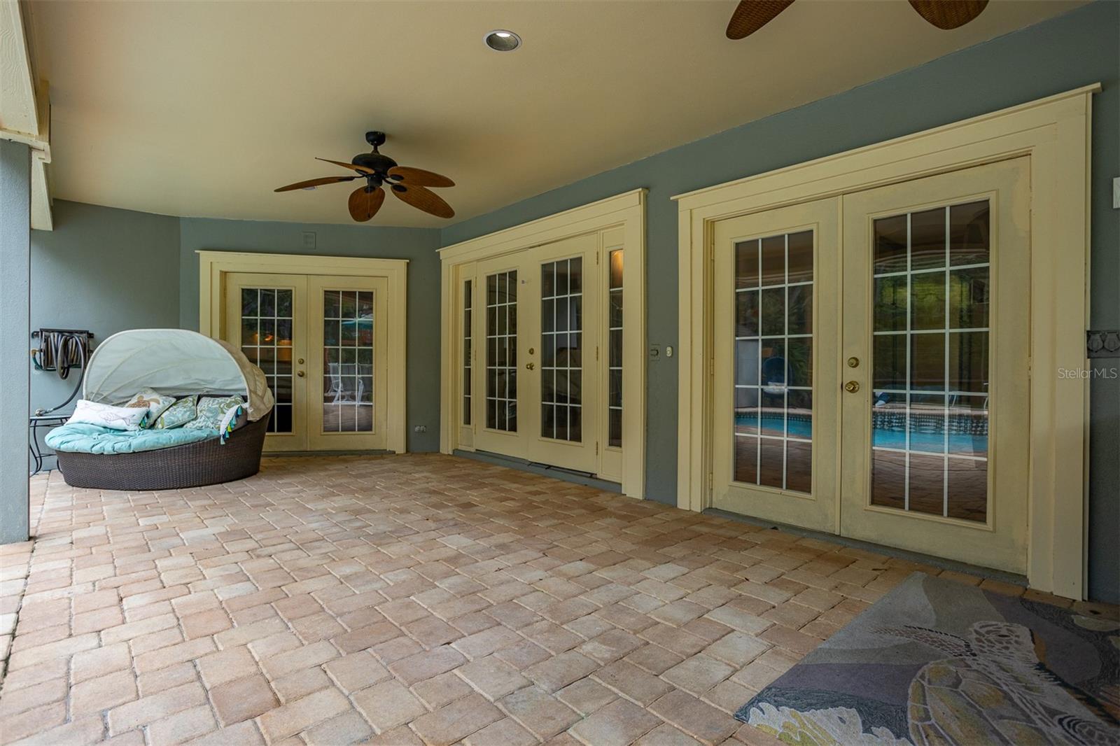 Pool deck paved and covered