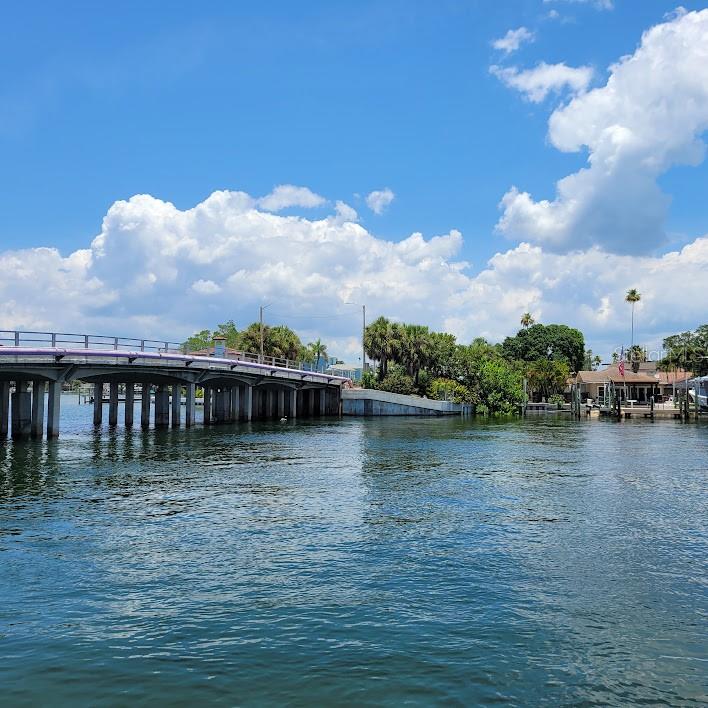 Ground level view of the bridge