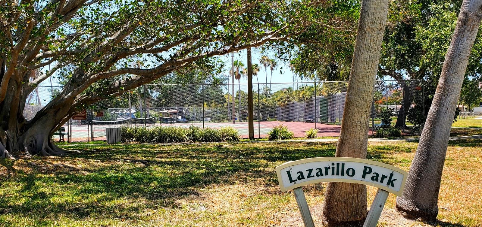Lazarillo Park, lighted tennis courts, play ground & picnic pagodas
