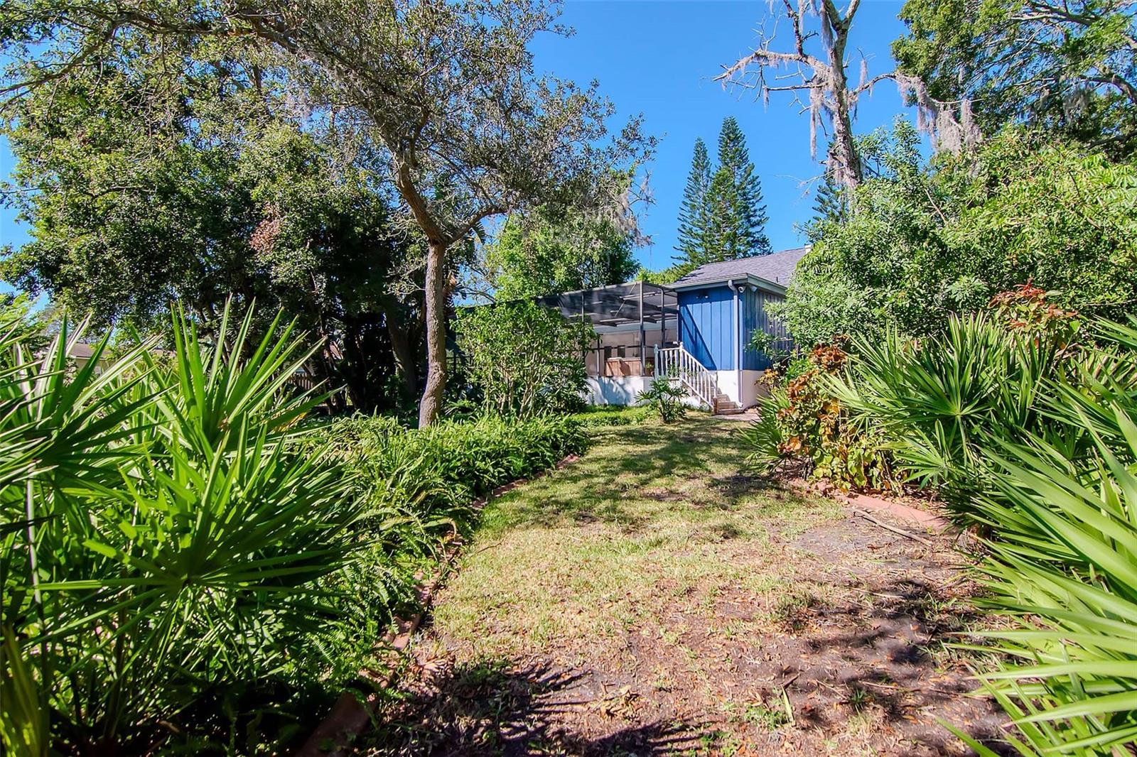 View of Elevated Screened Lanai from Backyard