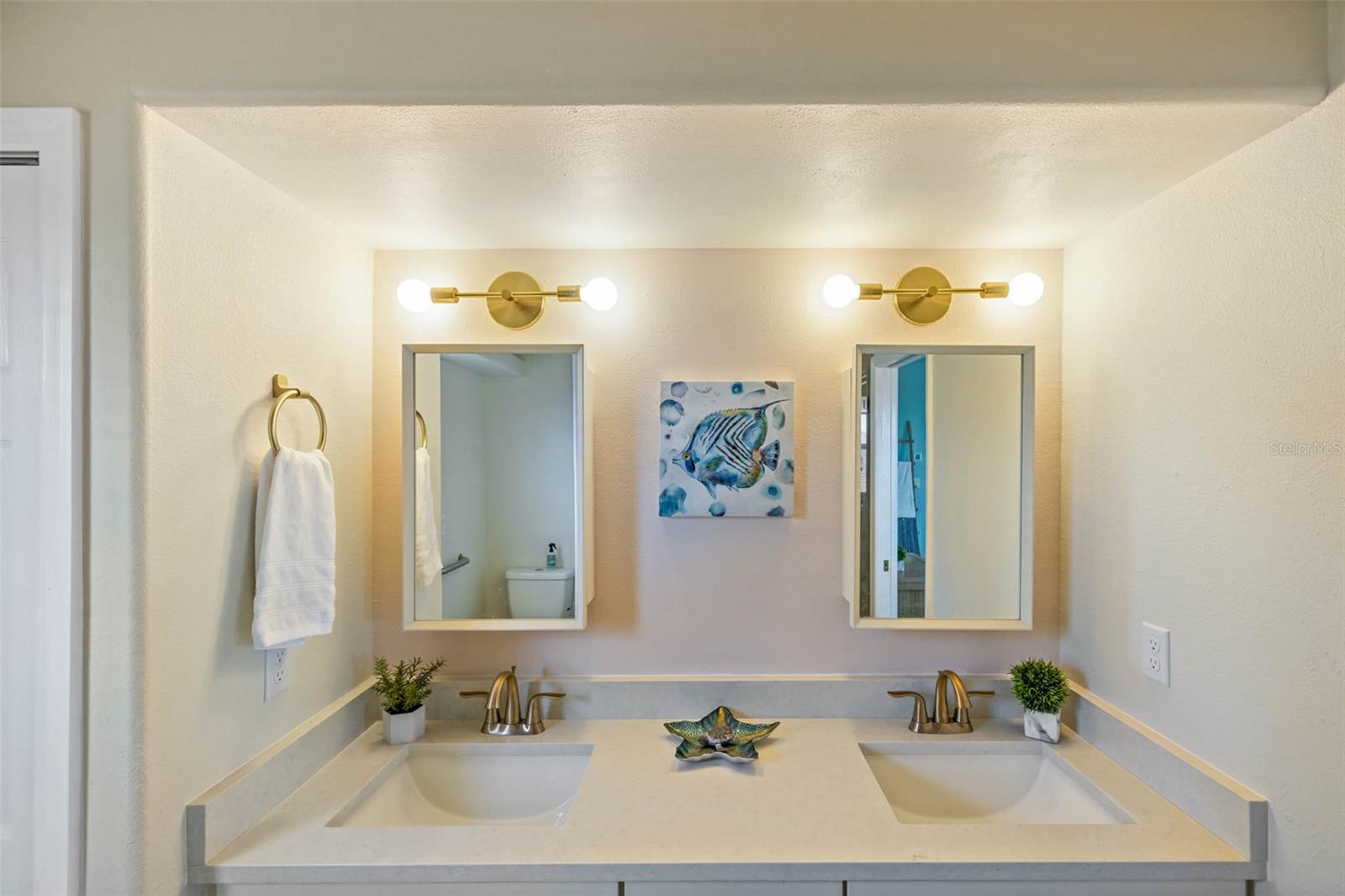 Master bathroom double vanity.