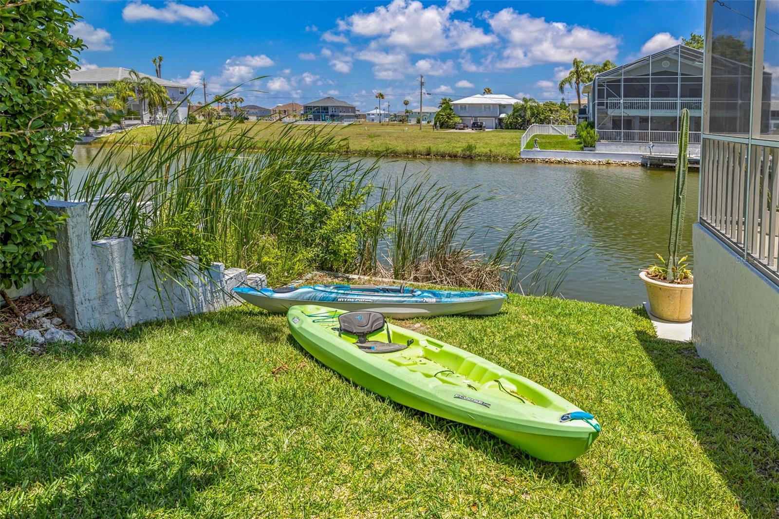 Kayak launching from your own backyard.