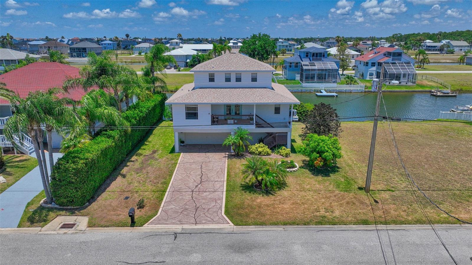 Aerial front view of residence.