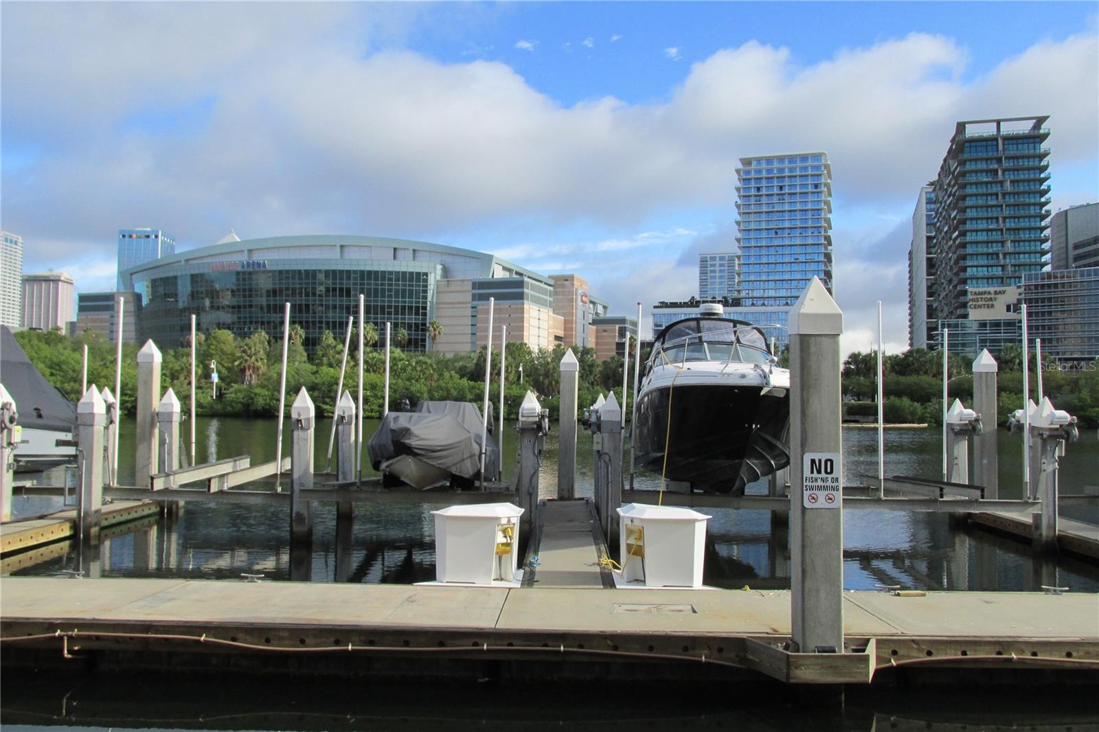 Crimson Harbour is located along The Garrison Channel with the beautiful background of Amalie Arena and Water Street