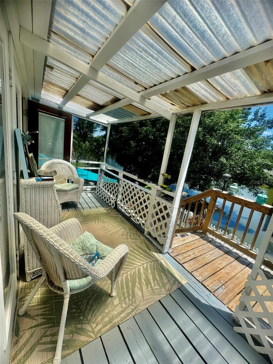 Rear porch over looking lake