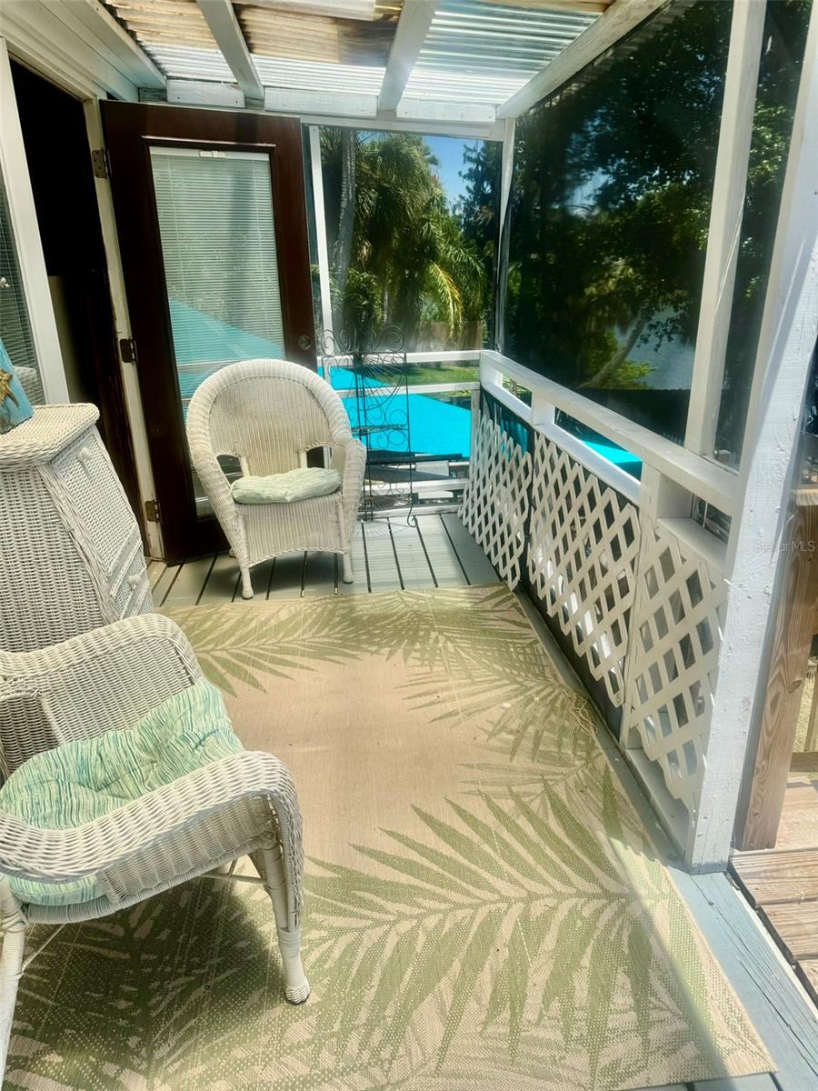 Rear porch over looking lake