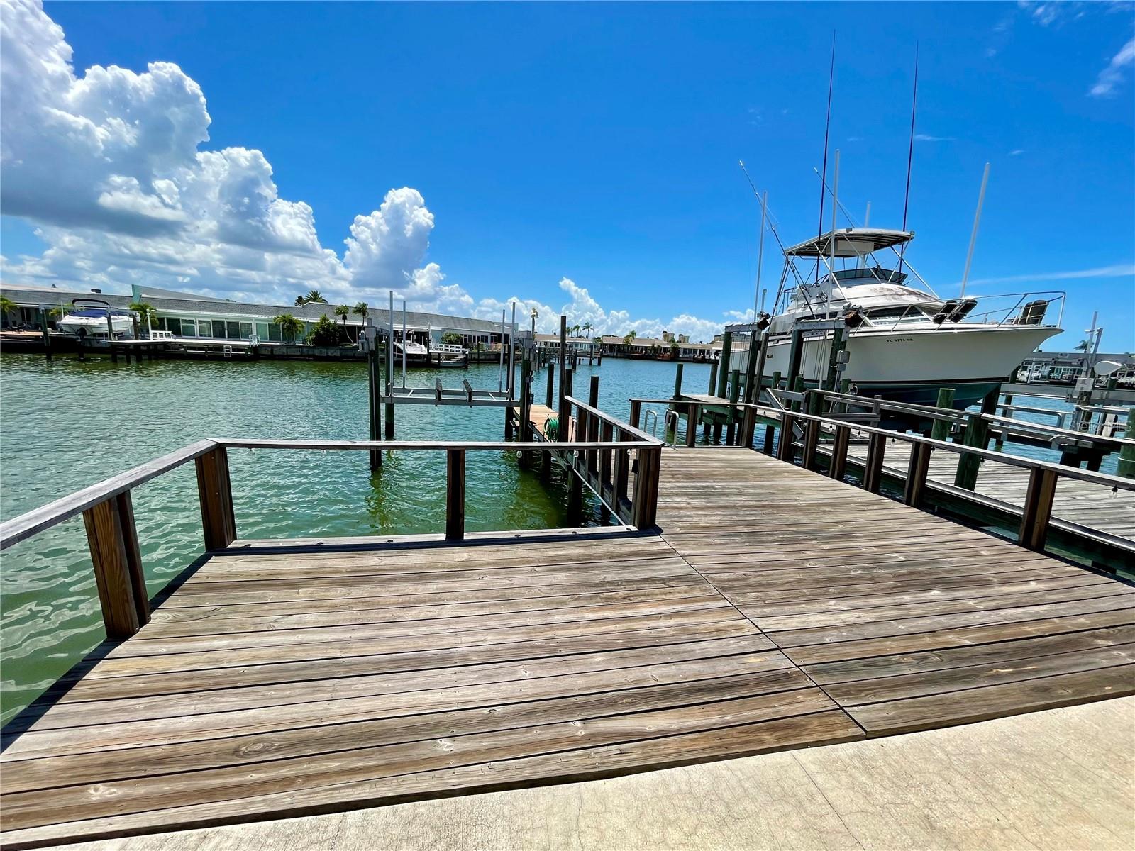 The pressure treated wood deck, awaits you