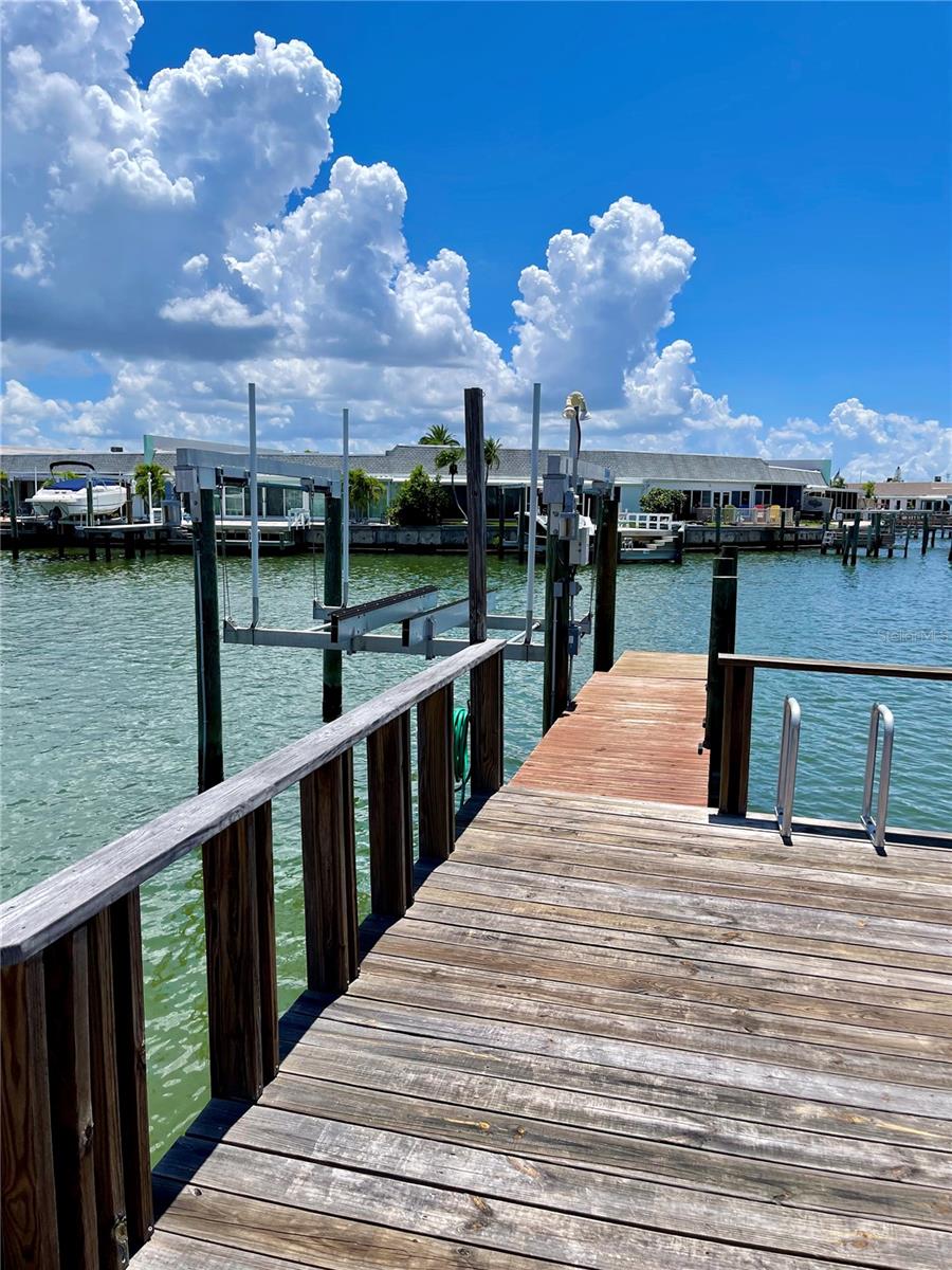 The view down the catwalk to boat lift