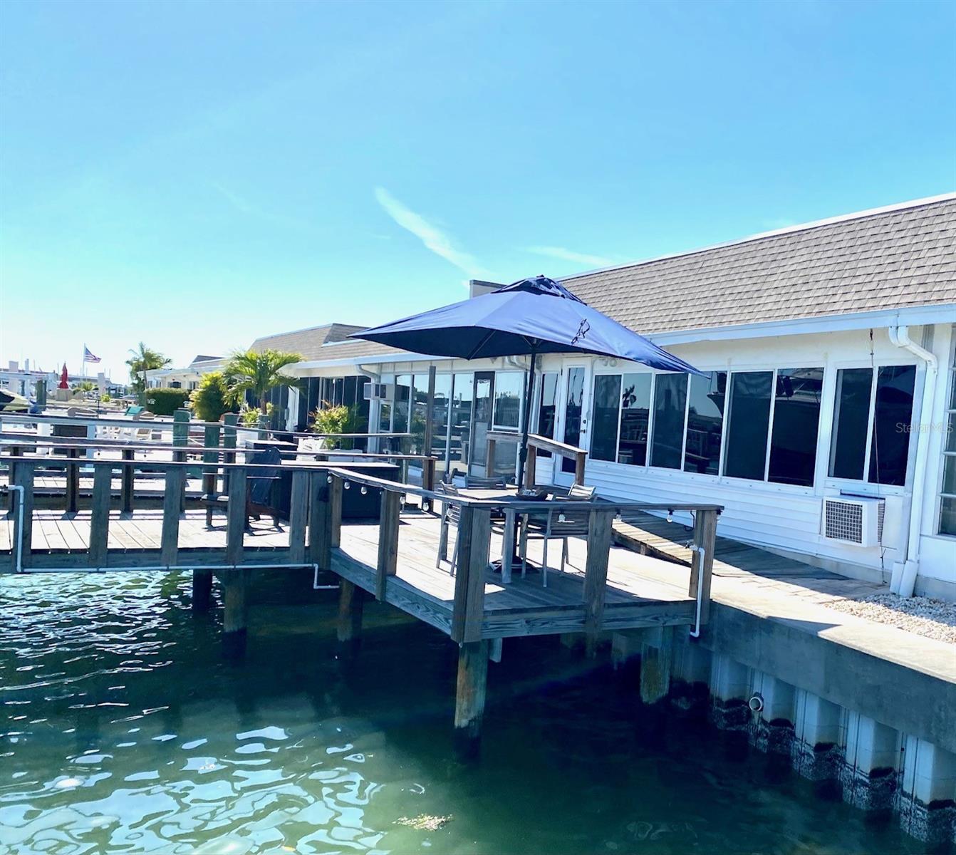 View of patio and dock from left