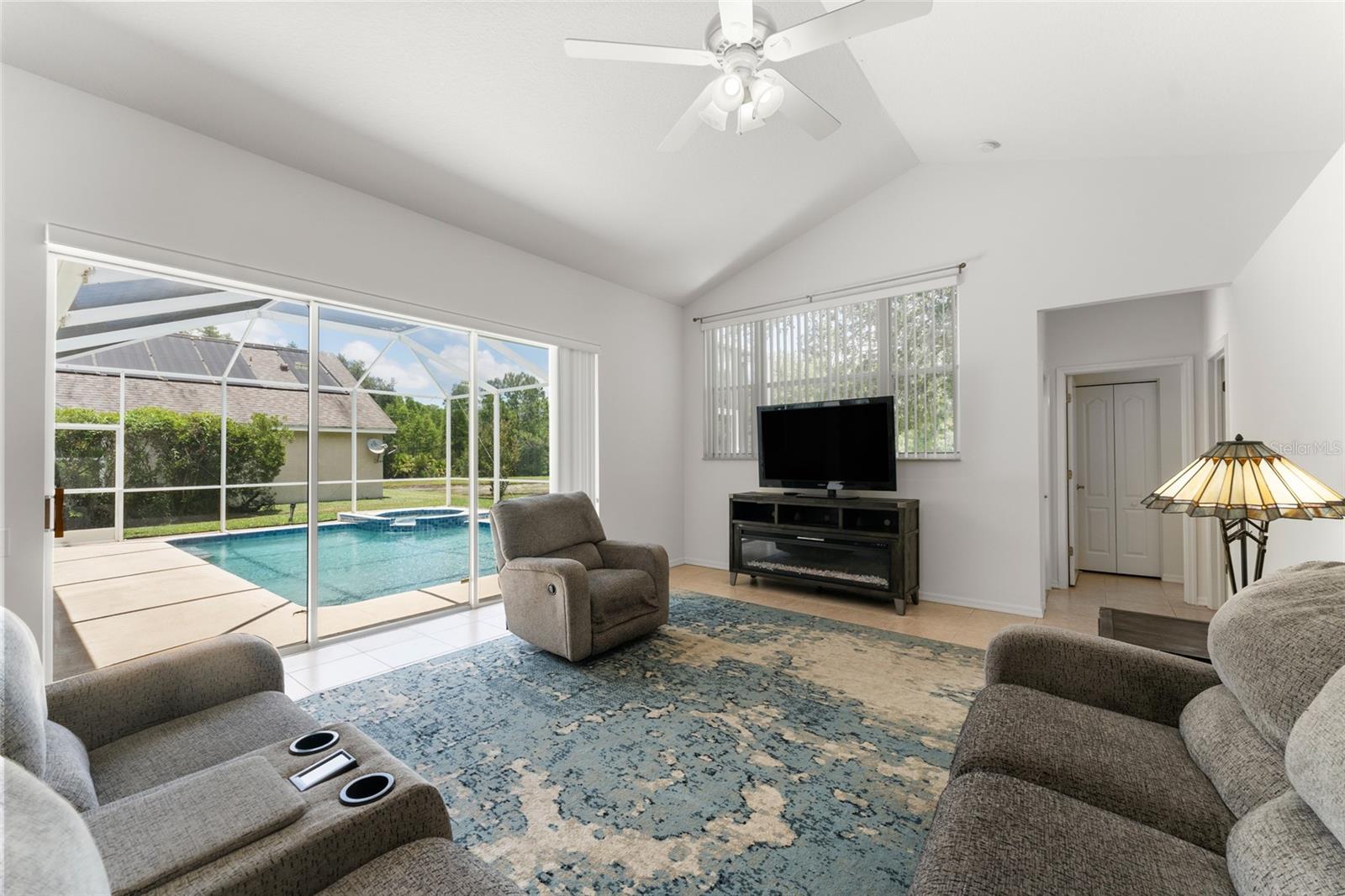 Cozy Family Room With Stackable Glass Sliders