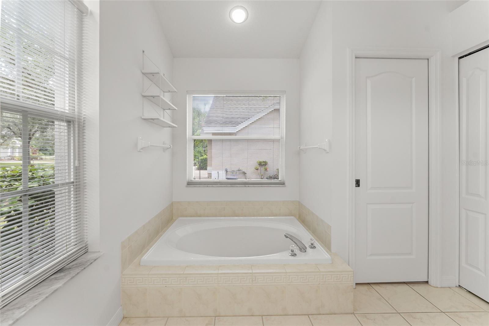 Sunken Garden Tub With Lots of Natural Light & Separate Water Closet