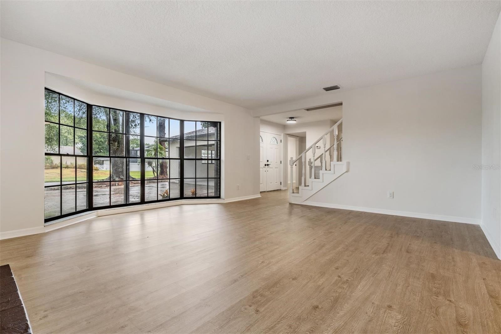 View from living room toward entry