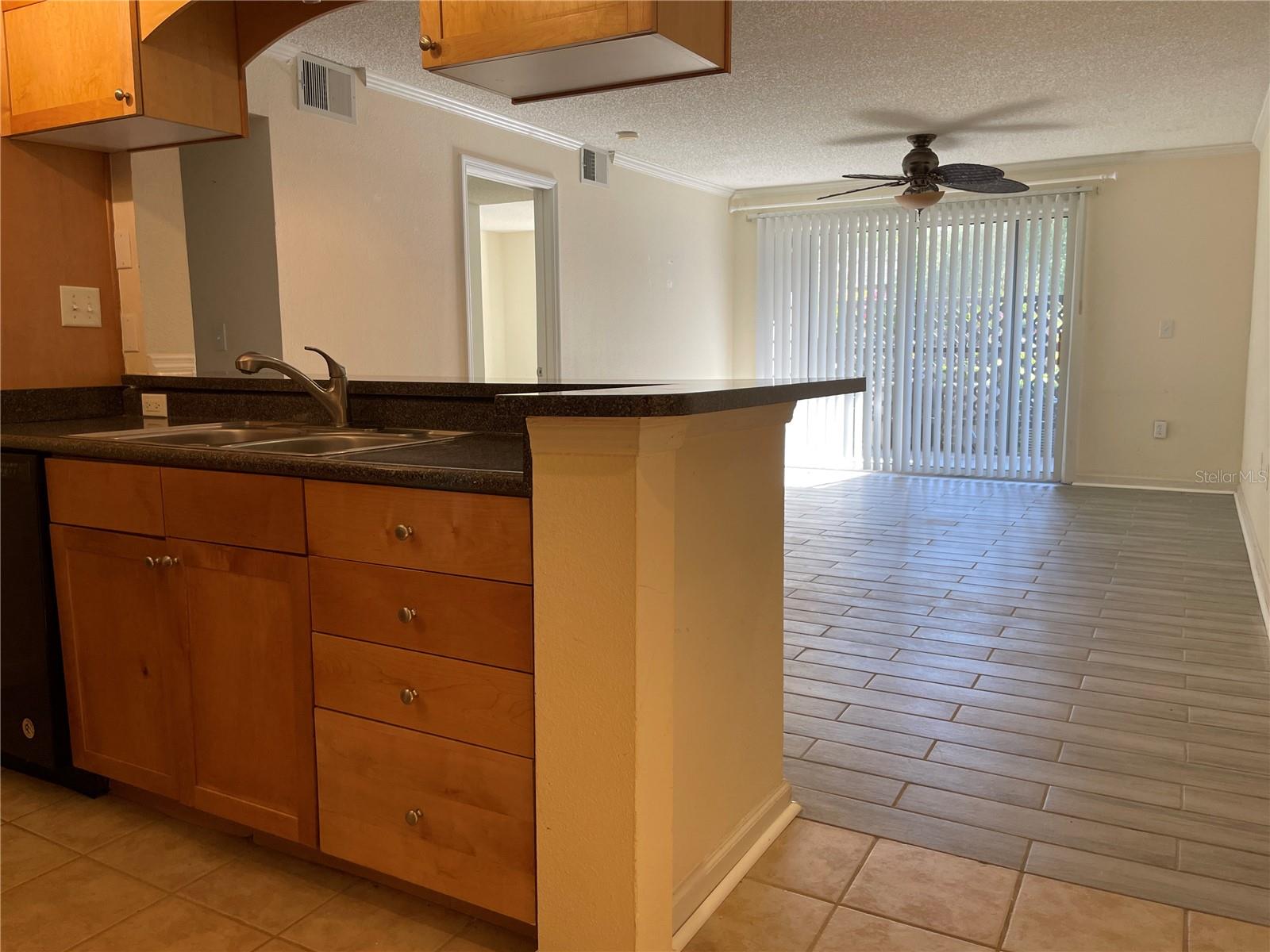 View from kitchen to patio