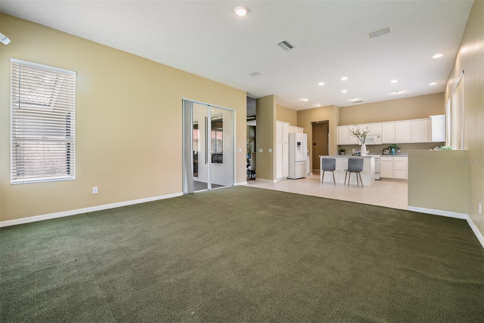 Family room open to the kitchen.