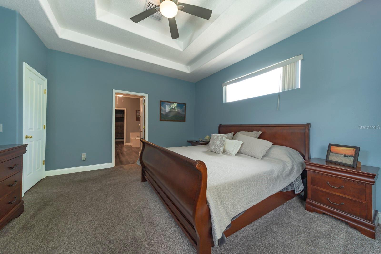 Master bedroom with designed ceiling