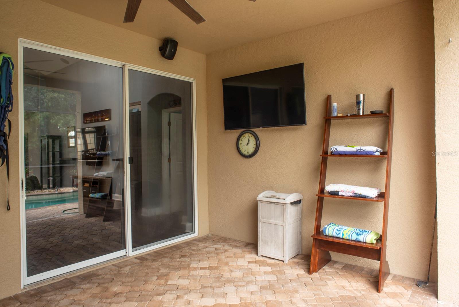 Pavered patio with covered porch