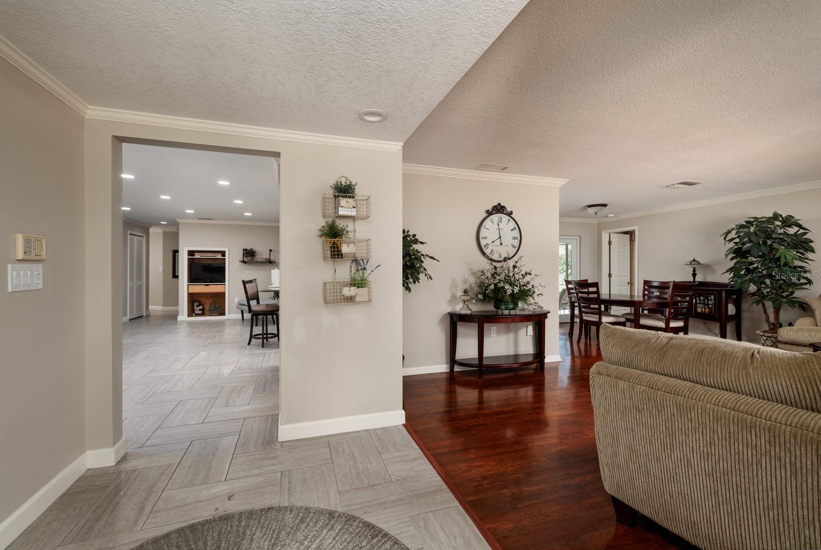 Foyer view to L. Room and Kitchen