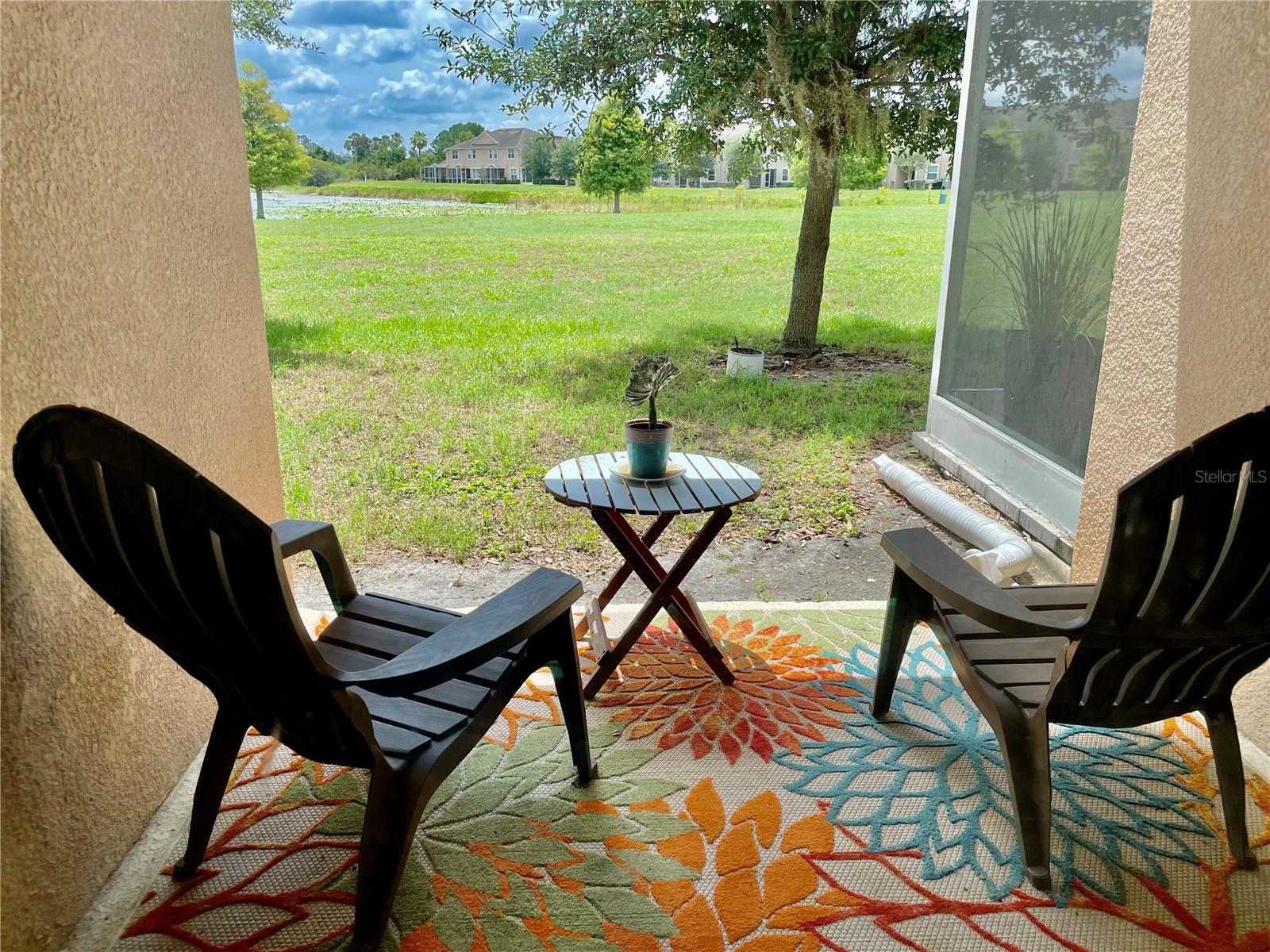 Back Patio on Premium oversized lot with view of Pond too.