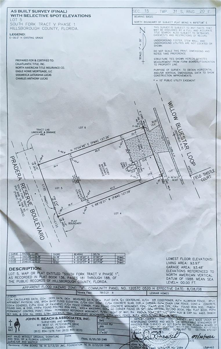 Plat Survey of 13575 Willow Bluestar Loop.