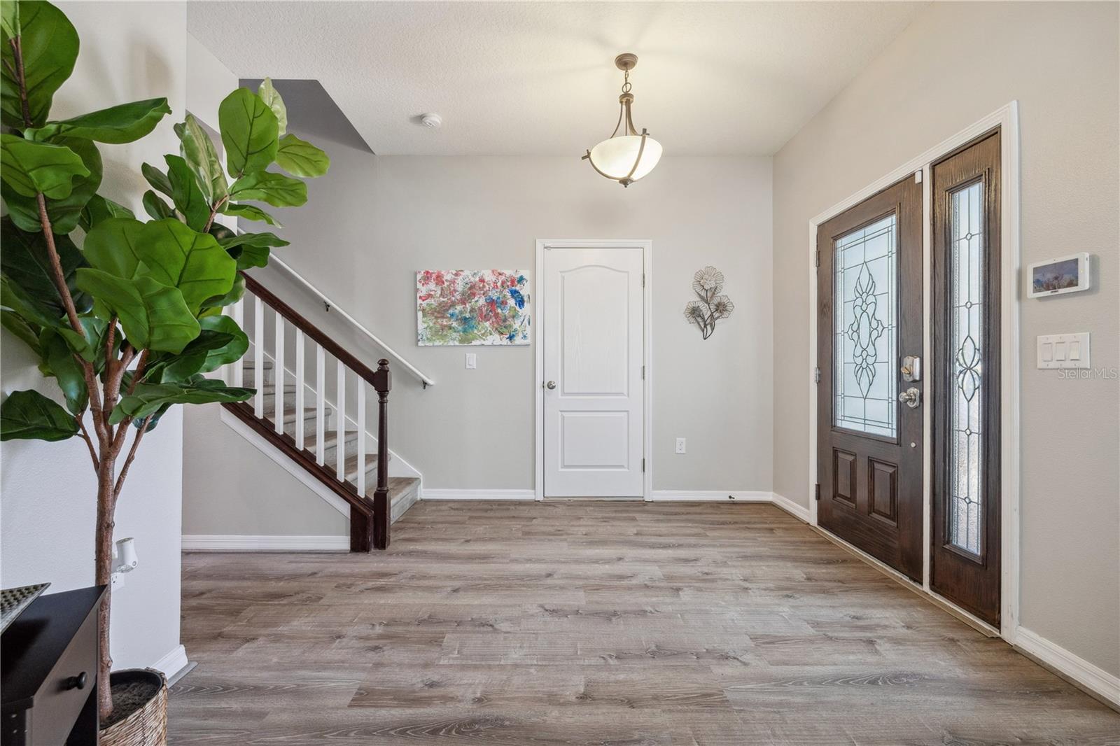 Foyer with door to garage