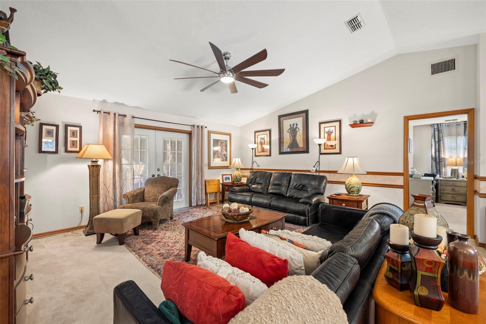 Living Room with Cathedral Ceiling